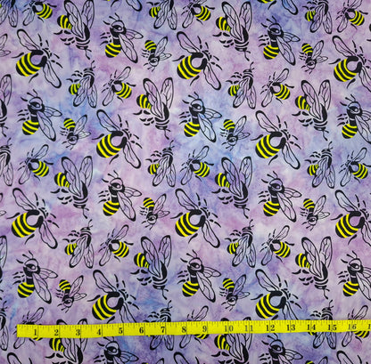 Buzzy Bee, Bees Lilac 100% Cotton for Banyan Batiks 1/2yd Cuts