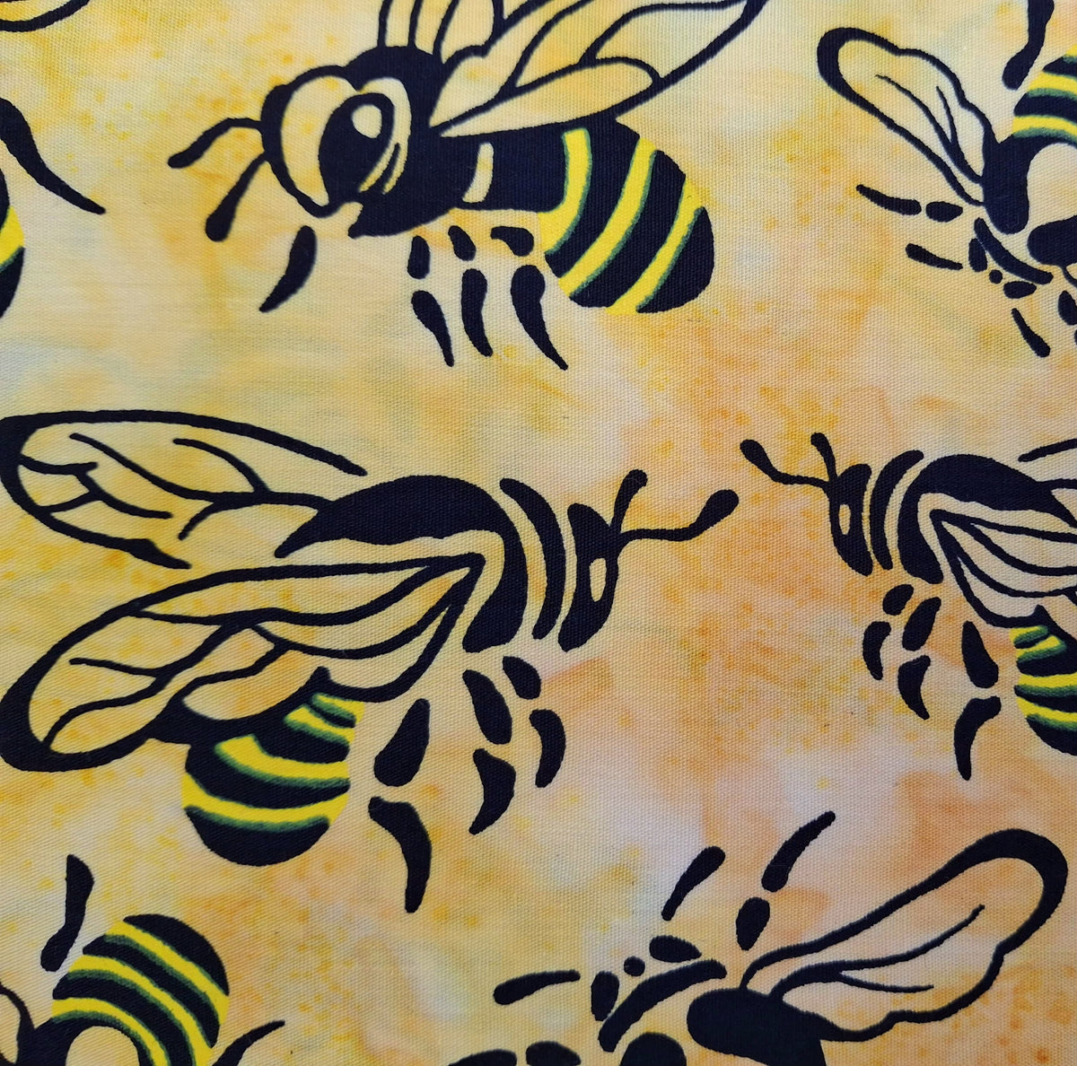 Buzzy Bee, Bees Marigold 100% Cotton for Banyan Batiks 1/2yd Cuts