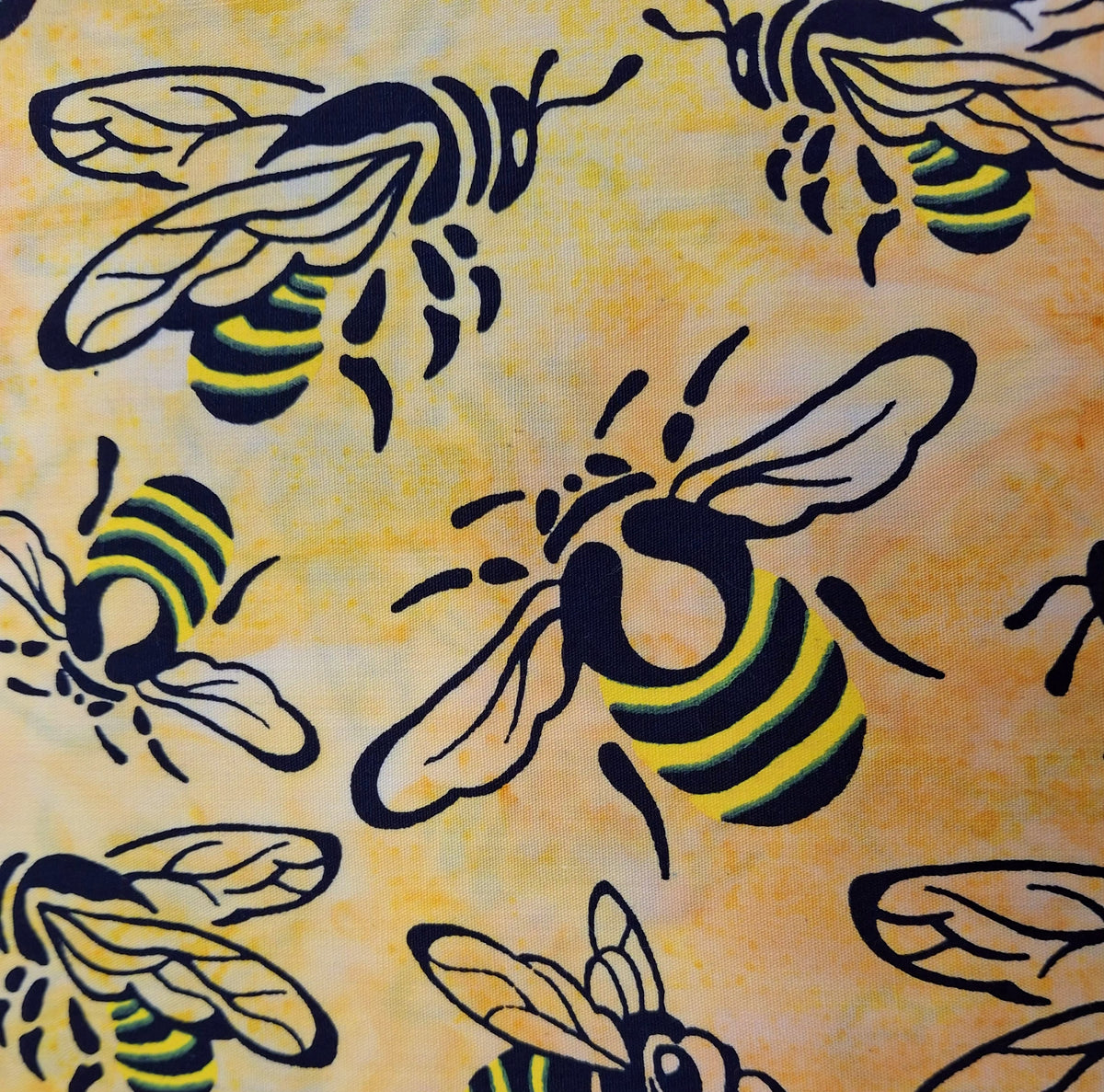 Buzzy Bee, Bees Marigold 100% Cotton for Banyan Batiks 1/2yd Cuts