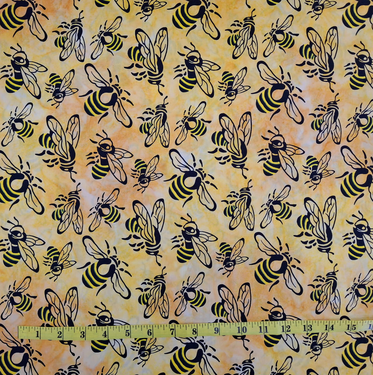 Buzzy Bee, Bees Marigold 100% Cotton for Banyan Batiks 1/2yd Cuts