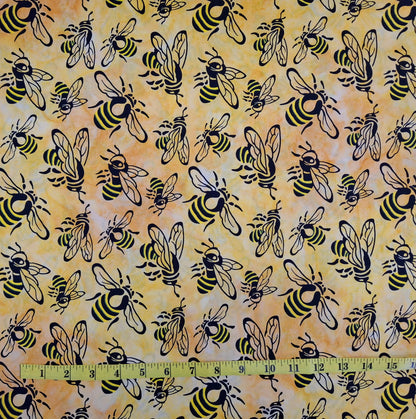 Buzzy Bee, Bees Marigold 100% Cotton for Banyan Batiks 1/2yd Cuts