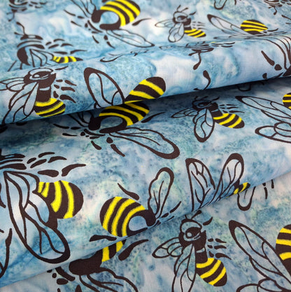 Buzzy Bee, Bees Turquoise 100% Cotton for Banyan Batiks 1/2yd Cuts