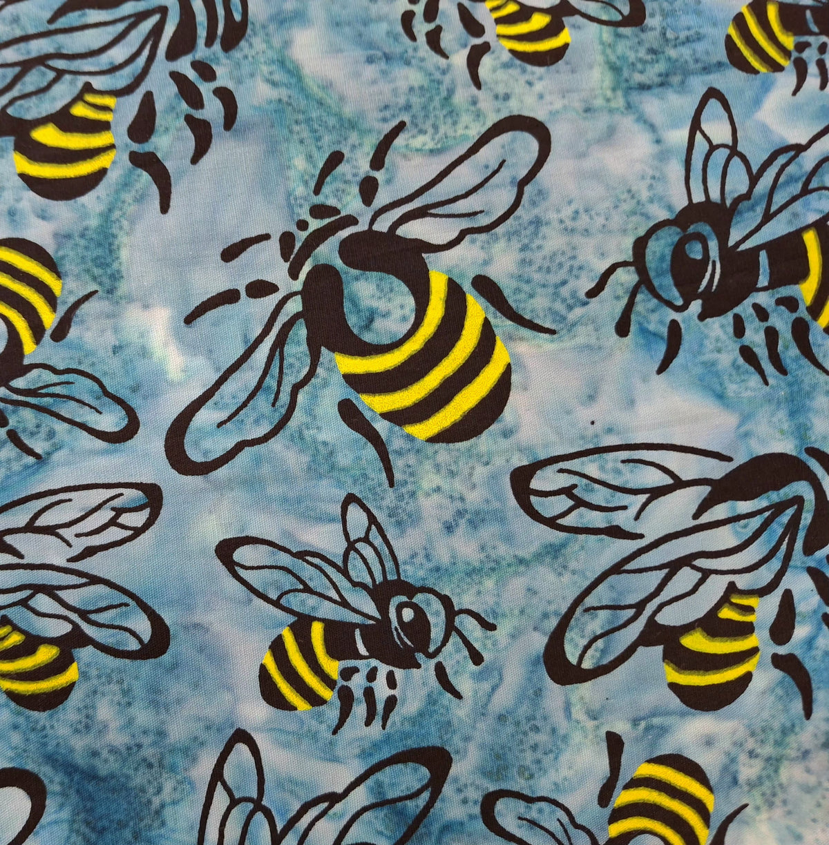 Buzzy Bee, Bees Turquoise 100% Cotton for Banyan Batiks 1/2yd Cuts
