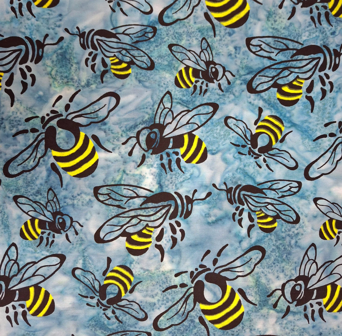 Buzzy Bee, Bees Turquoise 100% Cotton for Banyan Batiks 1/2yd Cuts