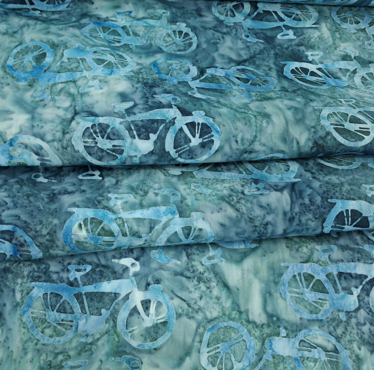 Ride On 4, Bike Shadow Caribbean 100% Cotton for Banyan Batiks 1/2yd Cuts