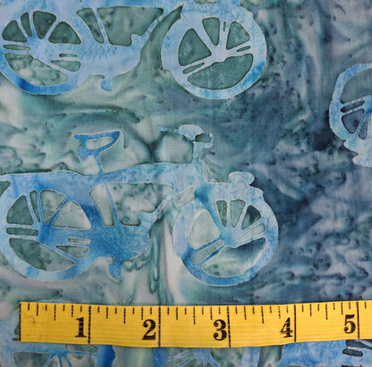 Ride On 4, Bike Shadow Caribbean 100% Cotton for Banyan Batiks 1/2yd Cuts