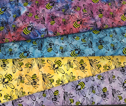 Buzzy Bee, Bees Marigold 100% Cotton for Banyan Batiks 1/2yd Cuts