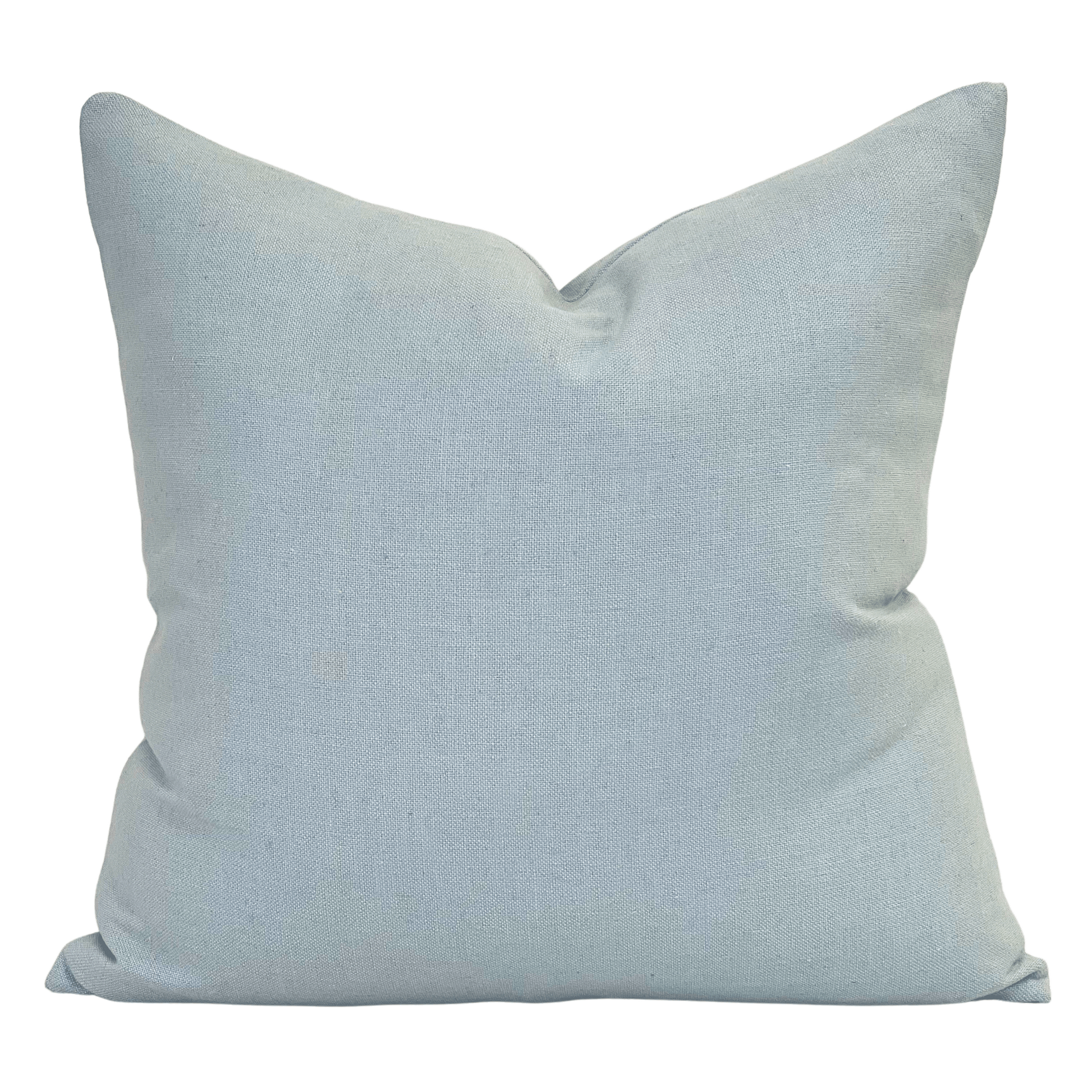 blue linen throw pillow