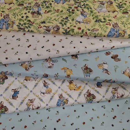 Country Mouse 5 Fabric Bundle - 5 Half Yard Pieces of Quilter’s Cotton
