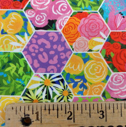 Quilt Retreat - Multi Hexi by Northcott Fabrics 1/2yd Cuts 2 Coordinating Fabrics