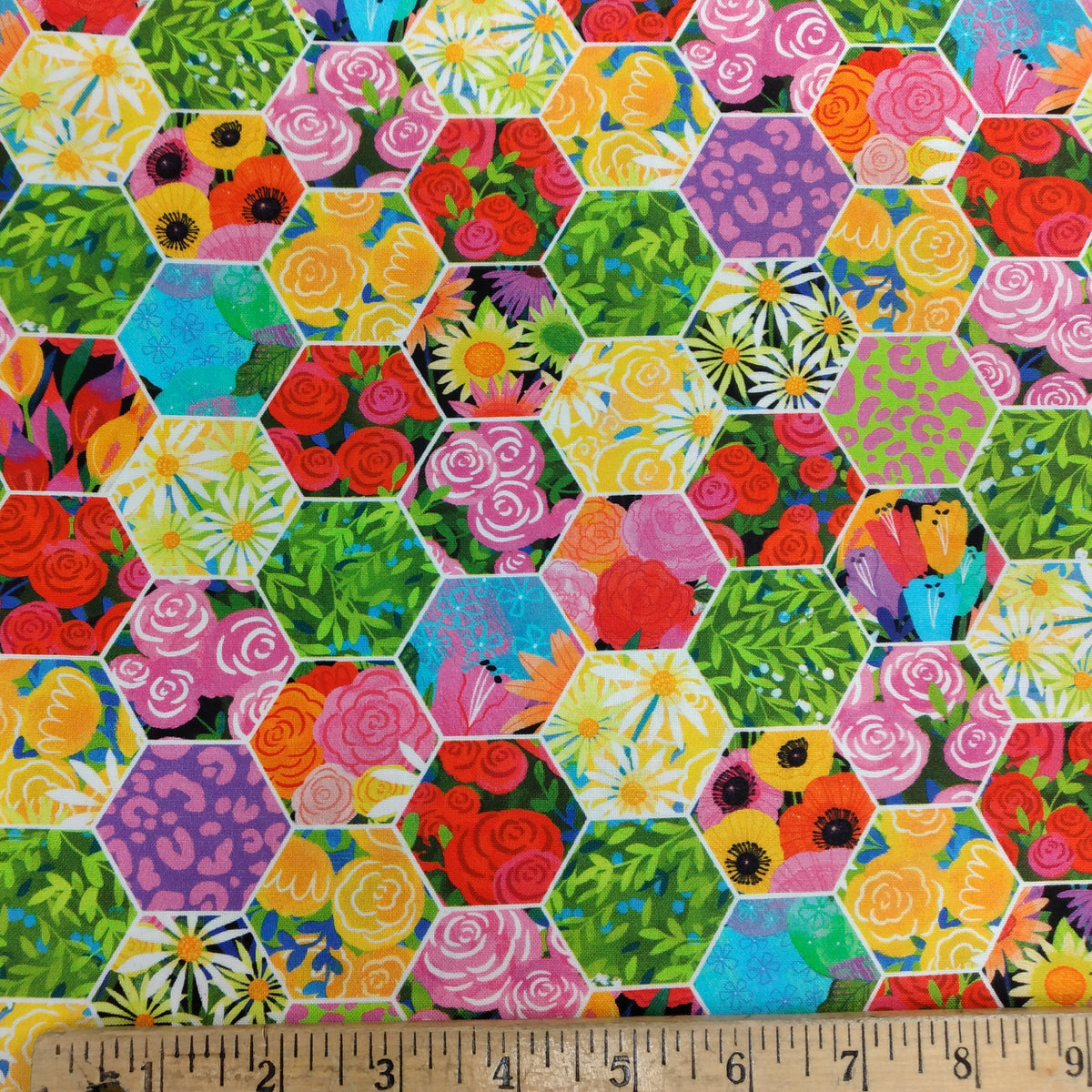 Quilt Retreat - Multi Hexi by Northcott Fabrics 1/2yd Cuts 2 Coordinating Fabrics