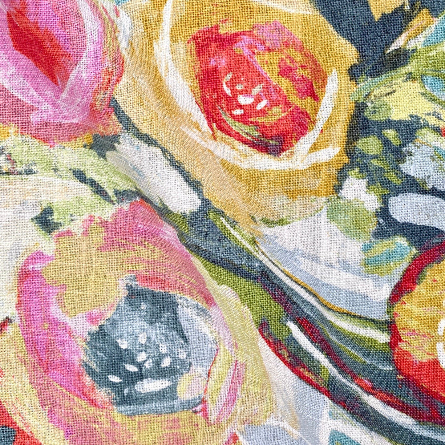 floral brushstroke linen fabric