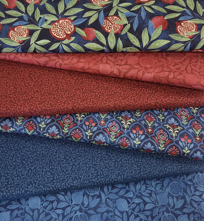Pomegranate Navy Multi 100% Cotton for Northcott 1/2yd Cuts