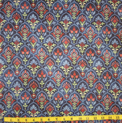 Pomegranate Scallop Navy Multi 100% Cotton for Northcott 1/2yd Cuts