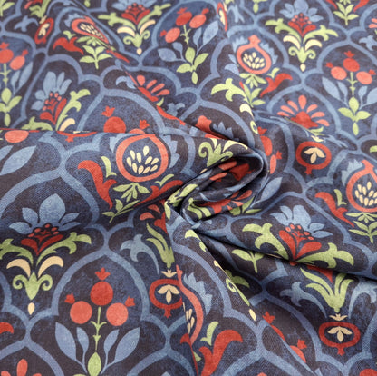 Pomegranate Scallop Navy Multi 100% Cotton for Northcott 1/2yd Cuts