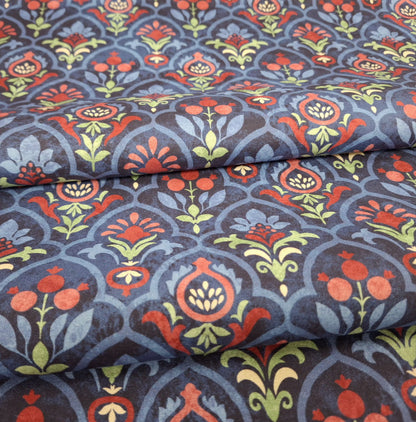 Pomegranate Scallop Navy Multi 100% Cotton for Northcott 1/2yd Cuts