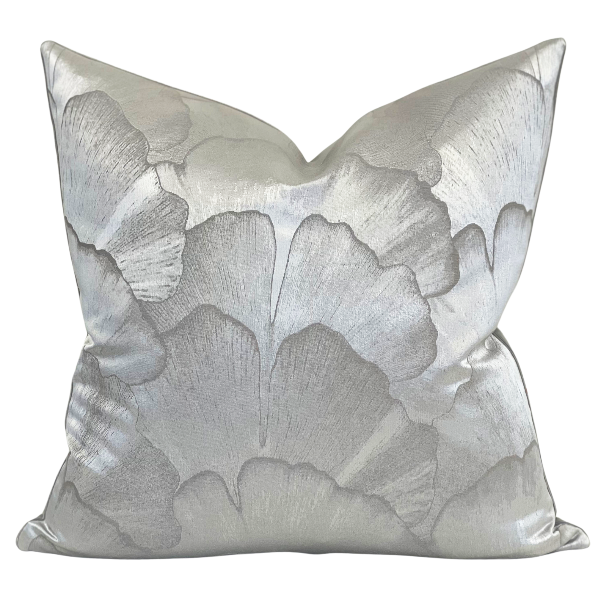 Satin floral grey toss pillow