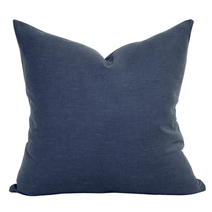 blue linen navy pillow