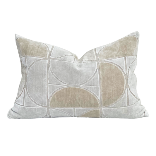 velvet geometric pillow in beige