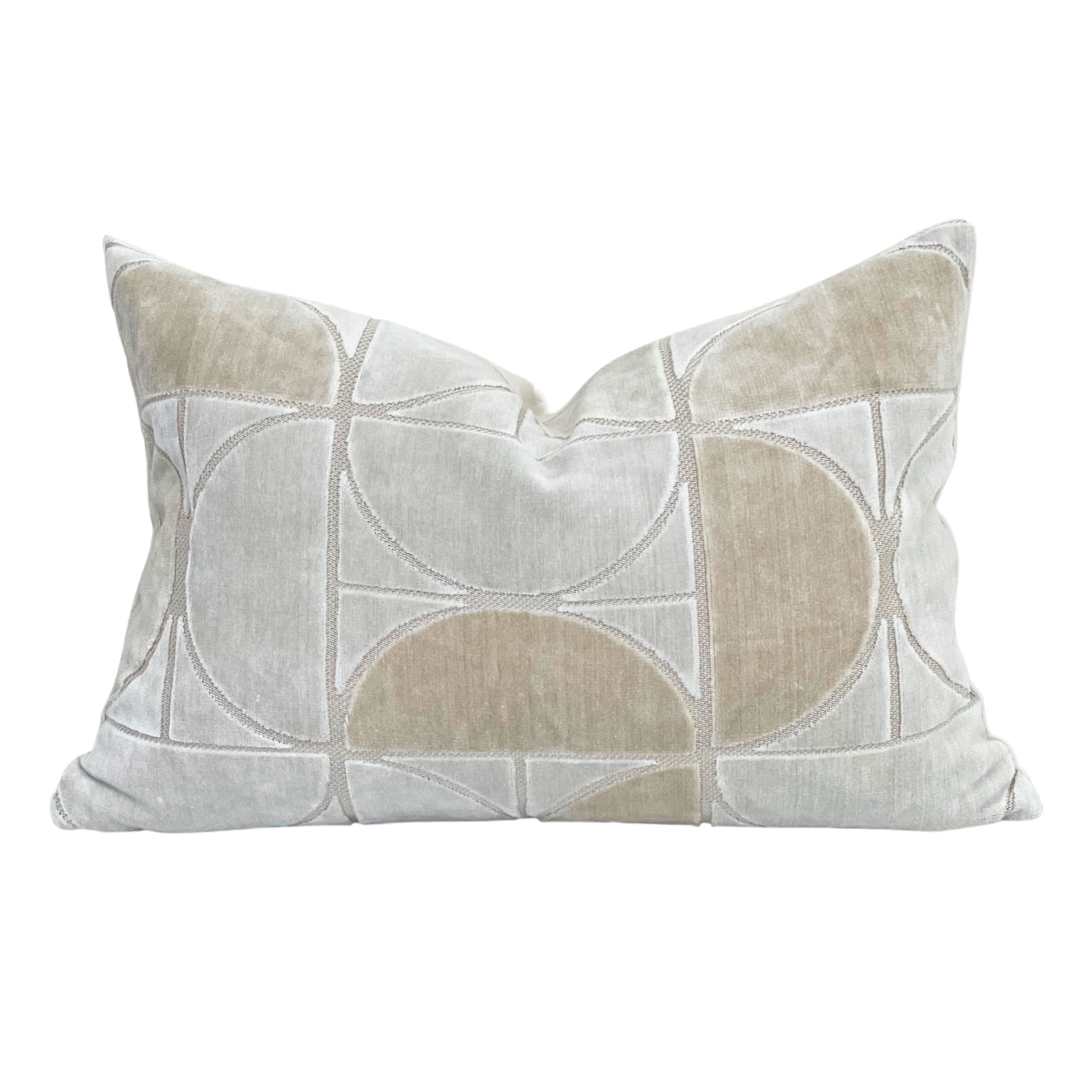 velvet geometric pillow in beige