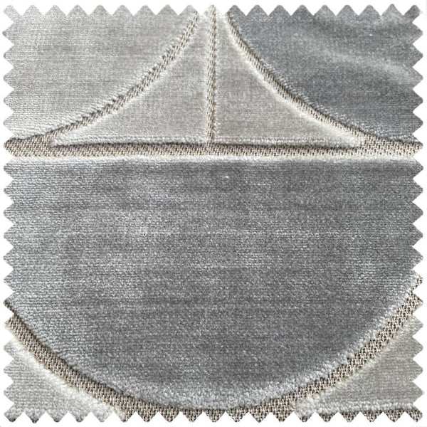 low pile art deco velvet geometric print in grey
