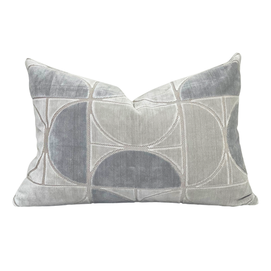 art deco velvet pillow in greige