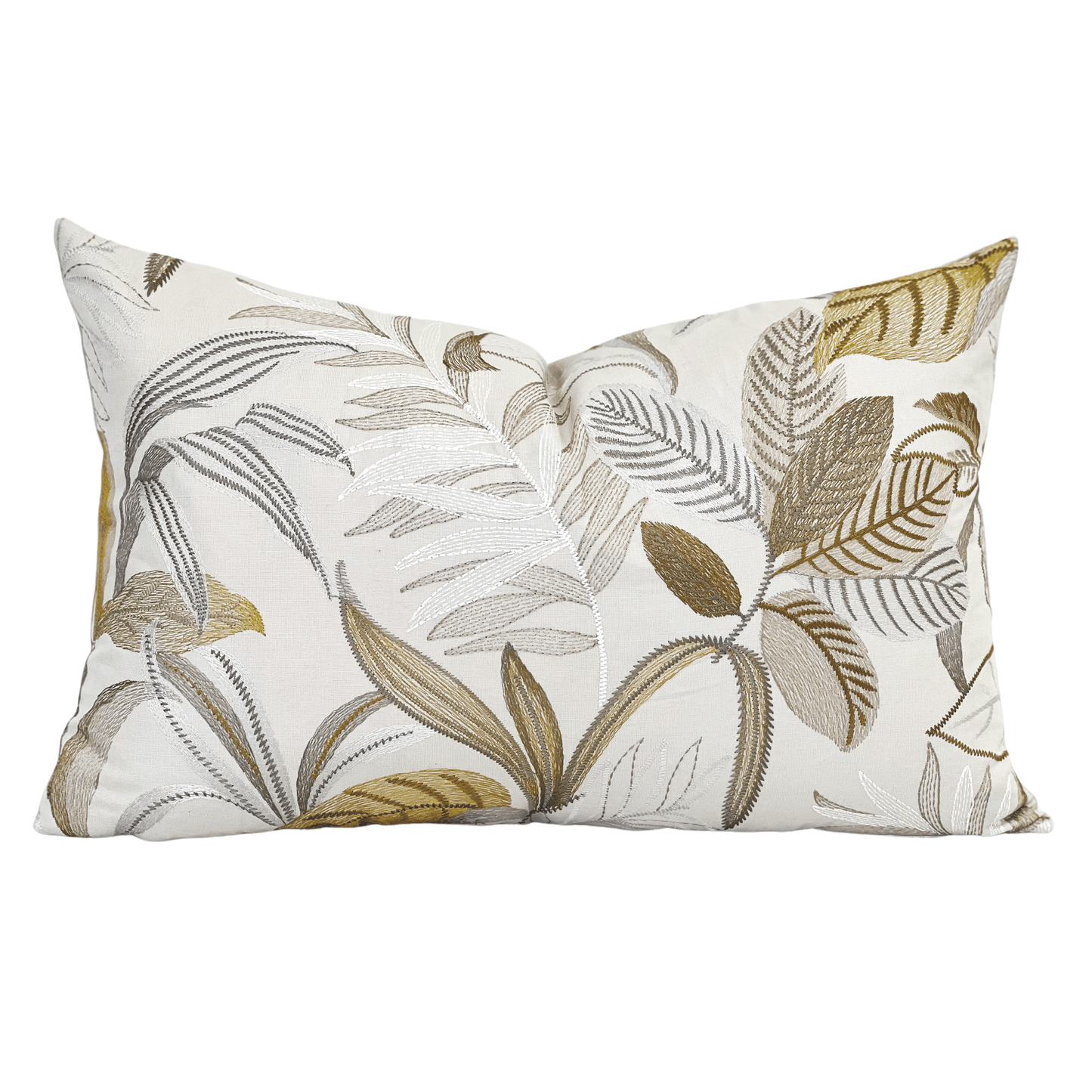 embroidered luxury fabric on a toss pillow in floral pattern