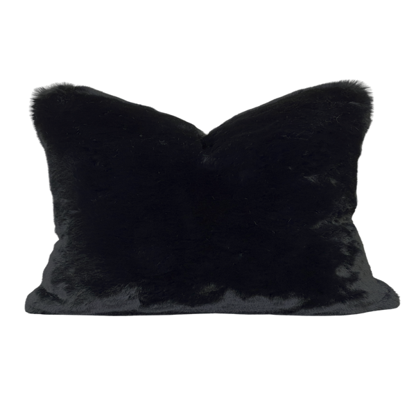 black fur decorative toss pillow