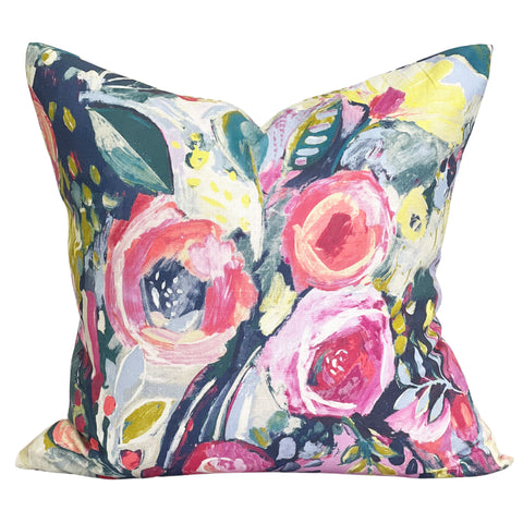 linen floral designer throw pillow