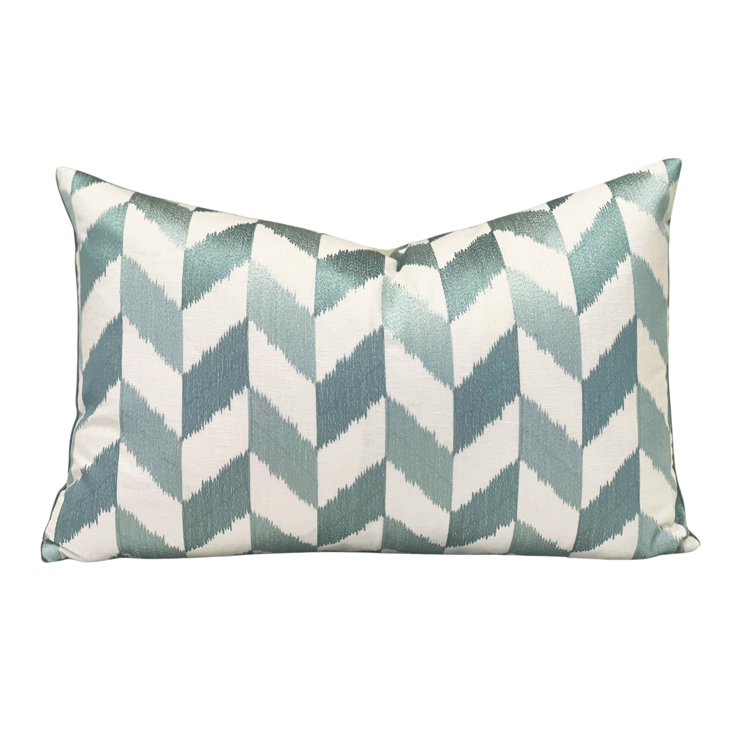 geometric striped satin blue and teal throw pillow