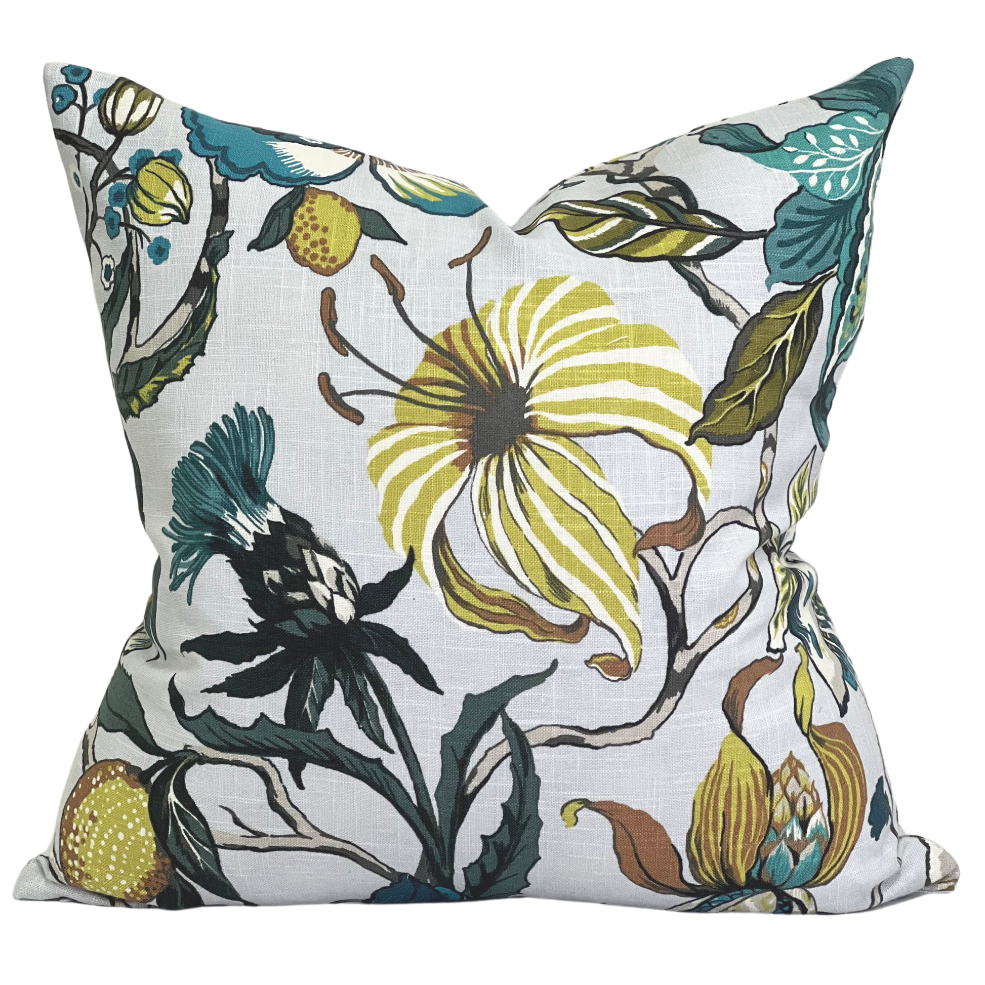 floral fruit and foliage decorative linen throw pillow