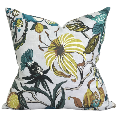 floral fruit and foliage decorative linen throw pillow