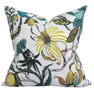 floral fruit and foliage decorative linen throw pillow