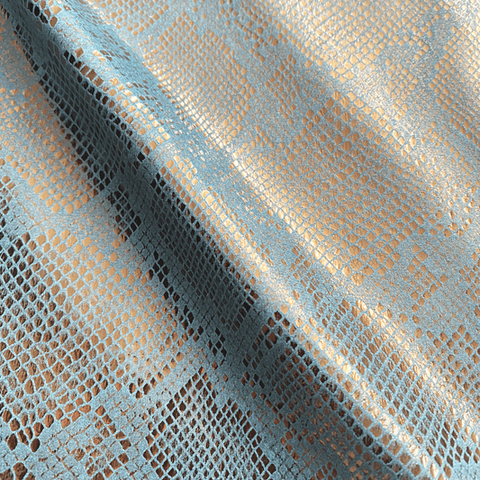 snake skin fabric blue and copper