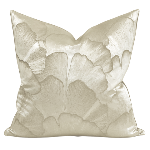 Satin floral beige toss pillow