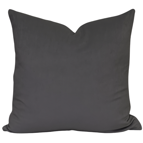 velvet pillow backing in grey graphite