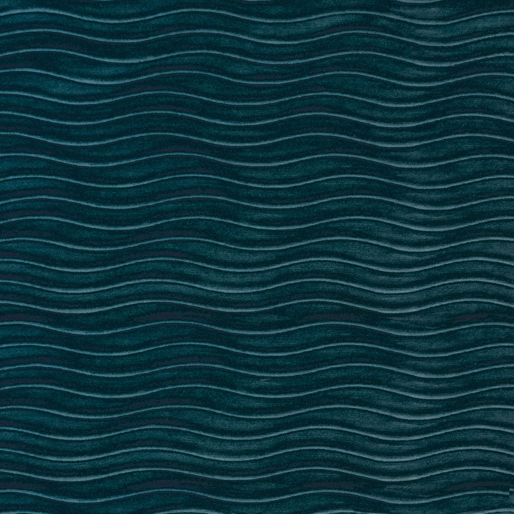 mini pleated velvet wave pattern upholstery fabric in deep blue