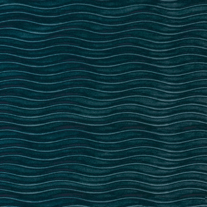 mini pleated velvet wave pattern upholstery fabric in deep blue