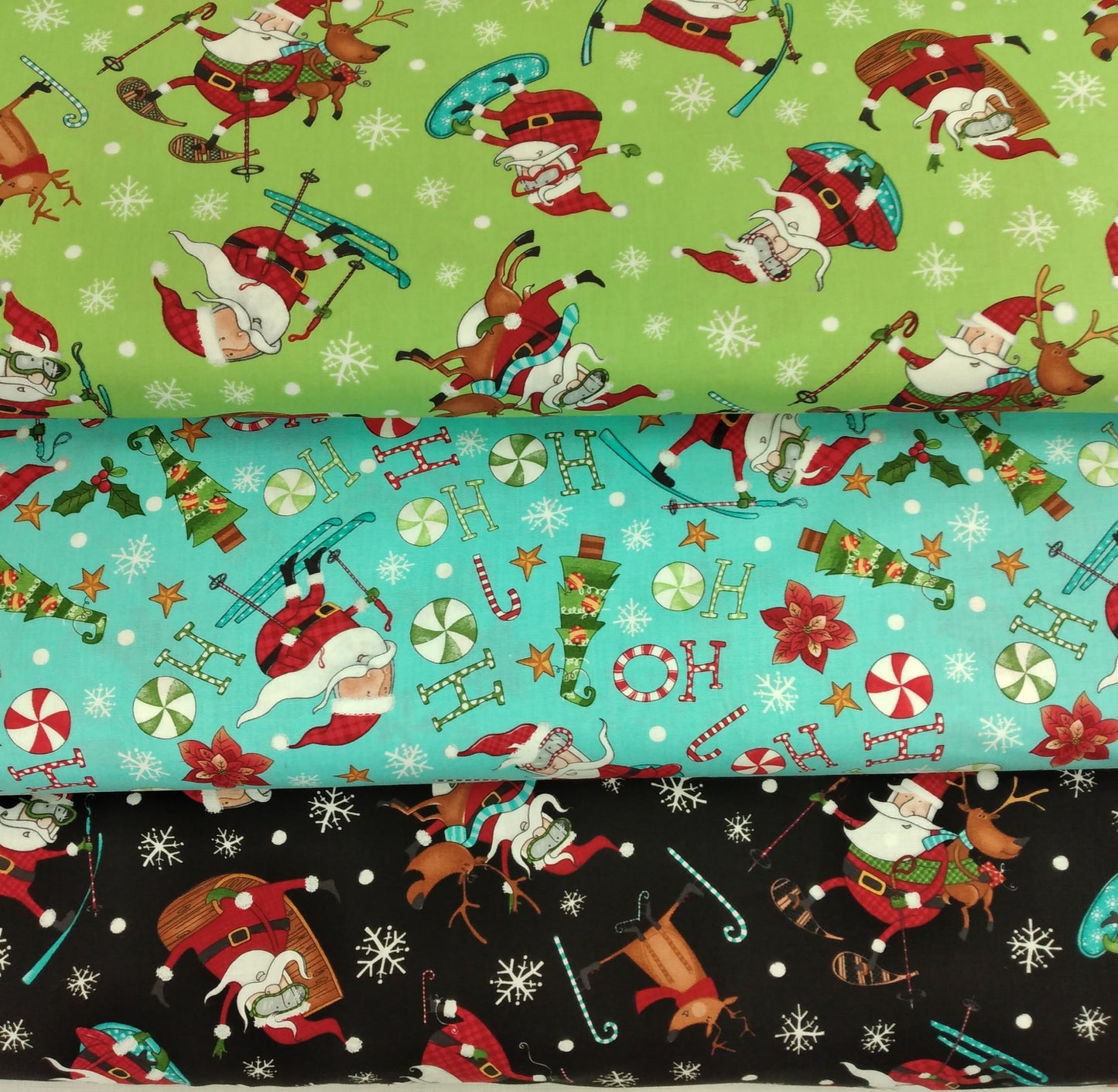 Extreme Santa - Santa Toss Black by Northcott Fabrics 1/2yd Cuts 2 Coordinating Fabrics