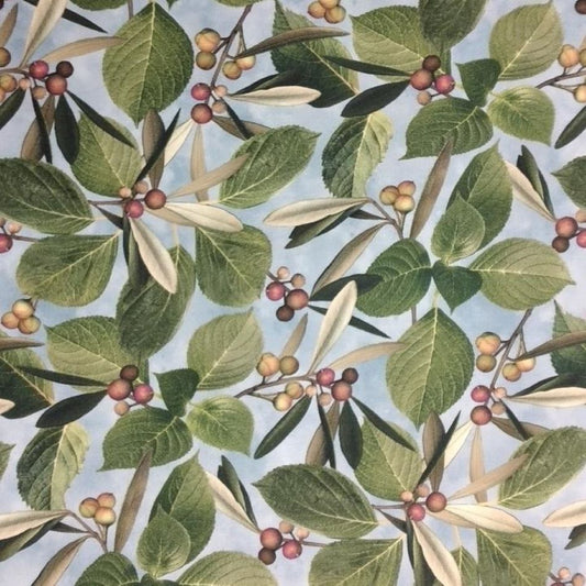 Leaves and Berries Blue Multi by Northcott 1/2yd Cuts