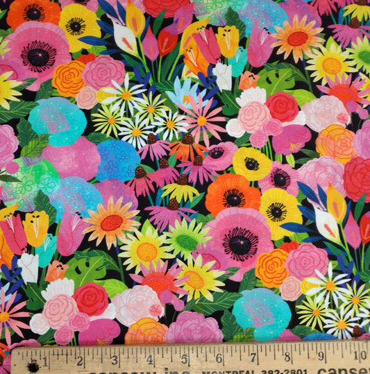 Quilt Retreat - Multi Floral by Northcott Fabrics 1/2yd Cuts 2 Coordinating Fabrics