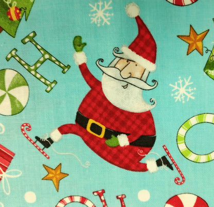 Extreme Santa - Multi Toss Turquoise by Northcott Fabrics 1/2yd Cuts 2 Coordinating Fabrics