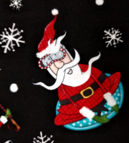 Extreme Santa - Santa Toss Black by Northcott Fabrics 1/2yd Cuts 2 Coordinating Fabrics