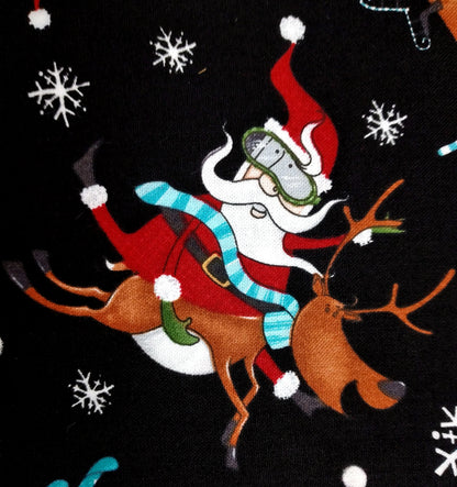 Extreme Santa - Santa Toss Black by Northcott Fabrics 1/2yd Cuts 2 Coordinating Fabrics