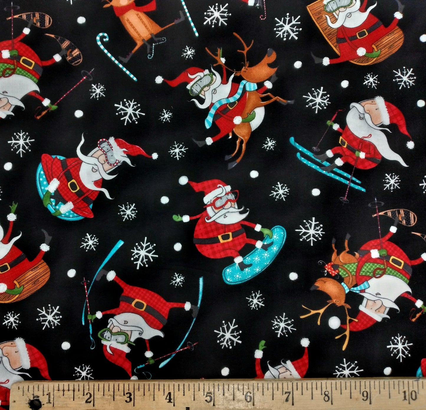 Extreme Santa - Santa Toss Black by Northcott Fabrics 1/2yd Cuts 2 Coordinating Fabrics