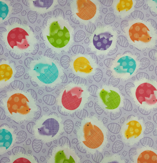 Spring Chickens Lavender by Northcott Fabrics 1/2yd Cuts 2 Coordinating Fabrics